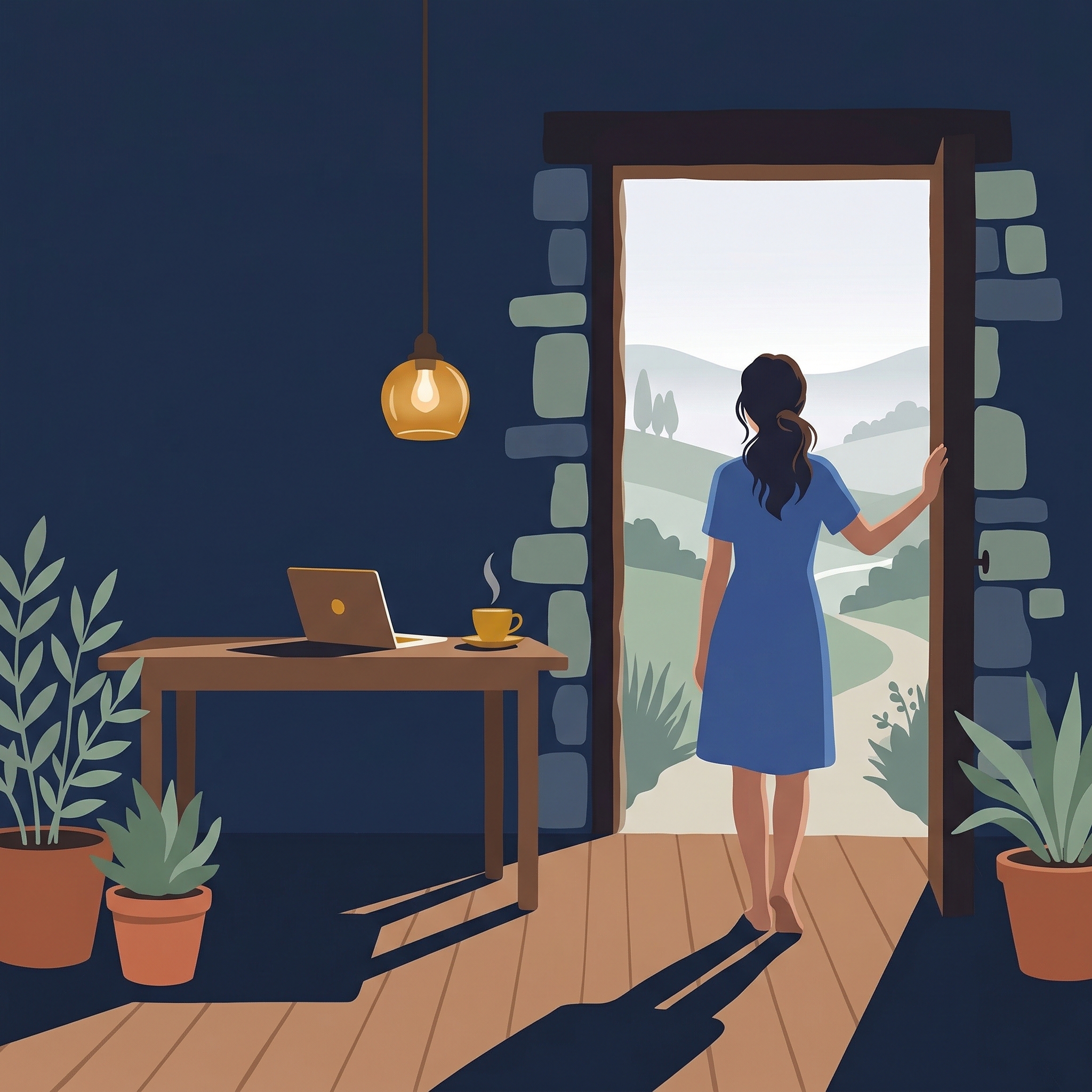 Illustration d'une hôte dans sa location saisonnière